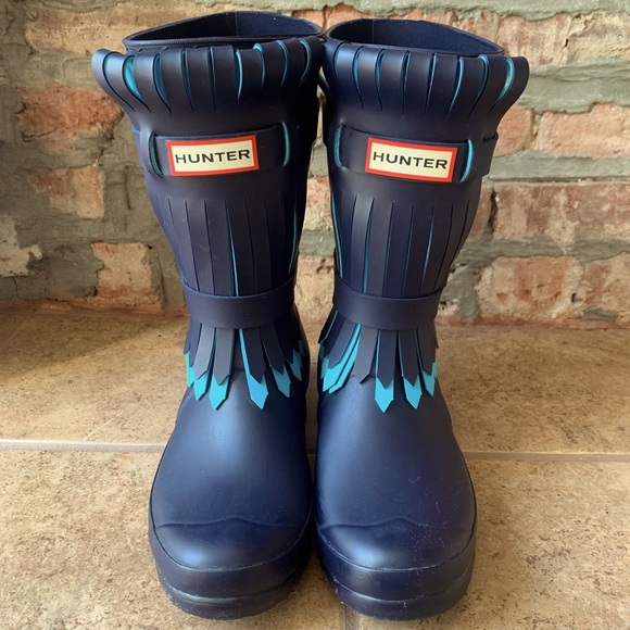 Hunter Shoes - Hunter Short Fringe Navy Wellies